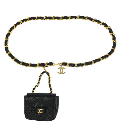 Chanel Black Lambskin Classic Flap Micro Bum Belt Bag