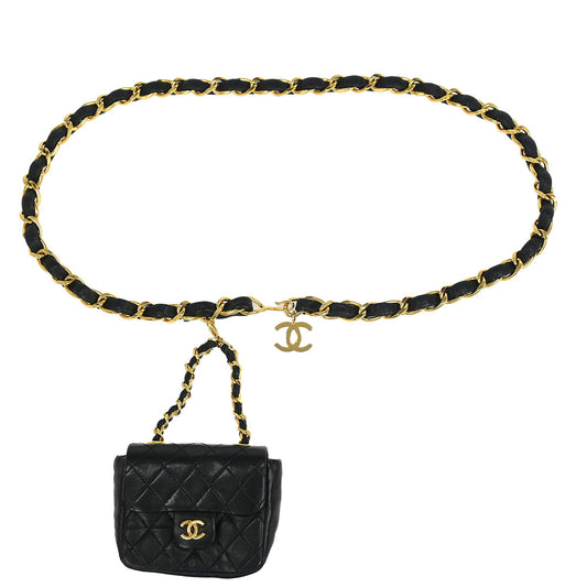 Chanel Black Lambskin Classic Flap Micro Bum Belt Bag