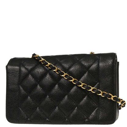 Chanel 1991-1994 Black Caviar Small Diana Shoulder Bag