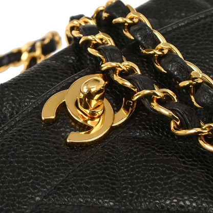 Chanel 1991-1994 Black Caviar Small Diana Shoulder Bag