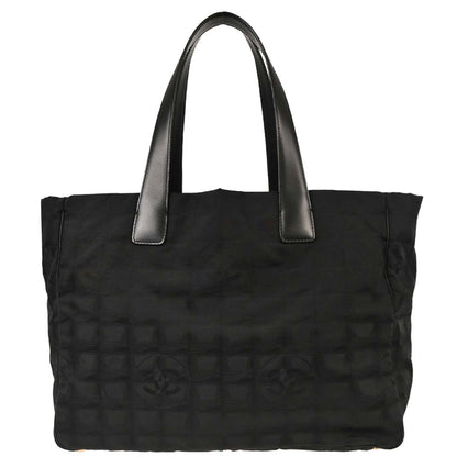 Chanel 2004-2005 Black Jacquard Nylon Travel Line Tote Handbag