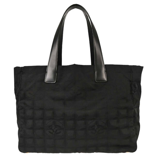 Chanel 2004-2005 Black Jacquard Nylon Travel Line Tote Handbag