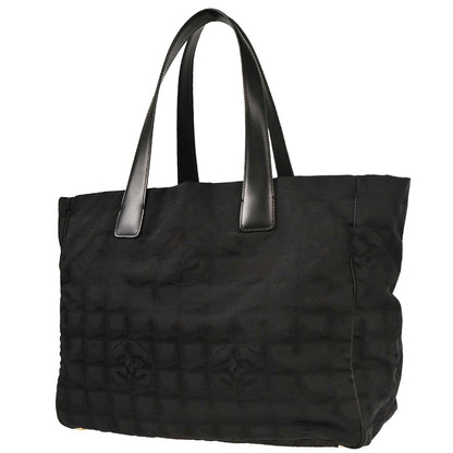 Chanel 2004-2005 Black Jacquard Nylon Travel Line Tote Handbag