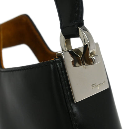 Salvatore Ferragamo Black Gancini 2way Shoulder Handbag