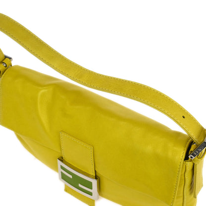 Fendi Yellow Leather Baguette Handbag