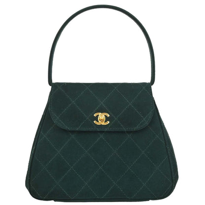 Chanel 1997-1999 Dark Green Suede Handbag