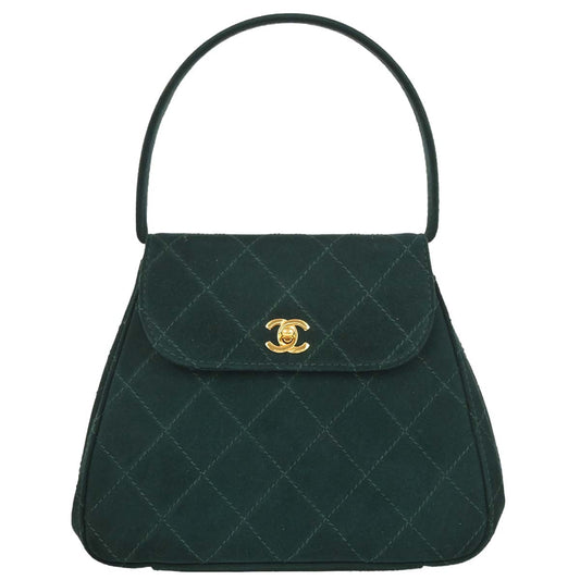 Chanel 1997-1999 Dark Green Suede Handbag