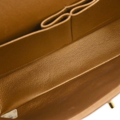 Chanel 1991-1994 Metallic Brown Lambskin Medium Classic Double Flap Shoulder Bag