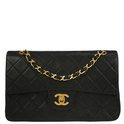 Chanel Black Lambskin Small Classic Double Flap Shoulder Bag