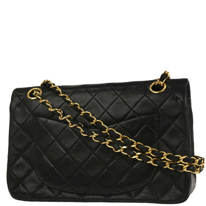 Chanel Black Lambskin Small Classic Double Flap Shoulder Bag