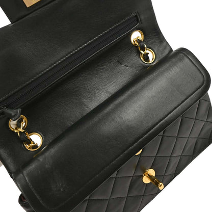 Chanel Black Lambskin Small Classic Double Flap Shoulder Bag