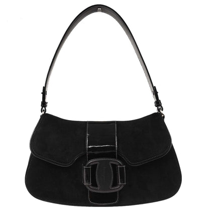 Salvatore Ferragamo Black Suede Vara Handbag
