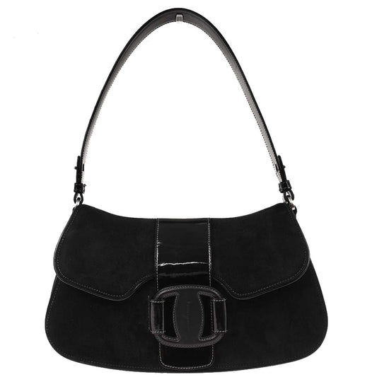 Salvatore Ferragamo Black Suede Vara Handbag