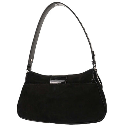 Salvatore Ferragamo Black Suede Vara Handbag