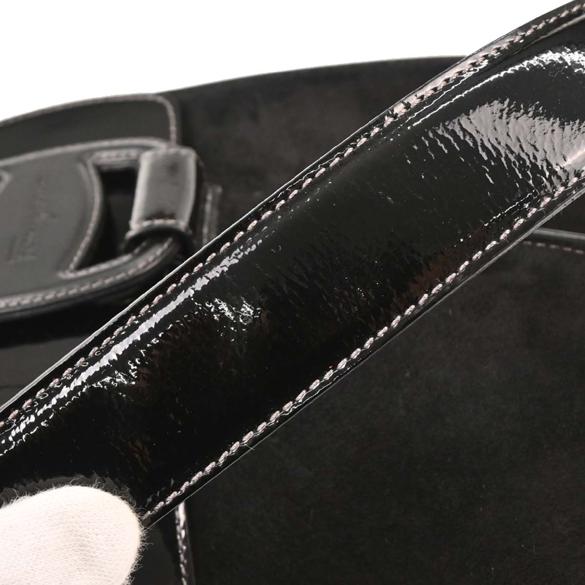 Salvatore Ferragamo Black Suede Vara Handbag