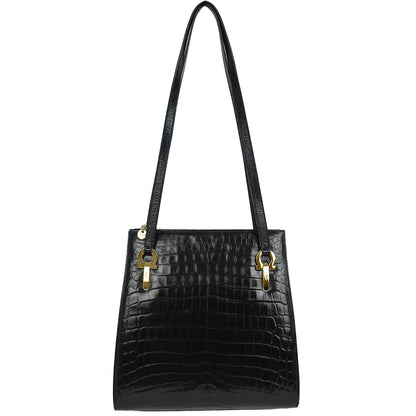Salvatore Ferragamo Black Gancini Shoulder Bag