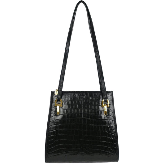 Salvatore Ferragamo Black Gancini Shoulder Bag