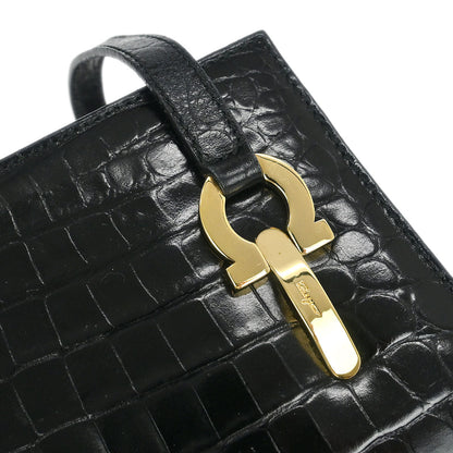 Salvatore Ferragamo Black Gancini Shoulder Bag