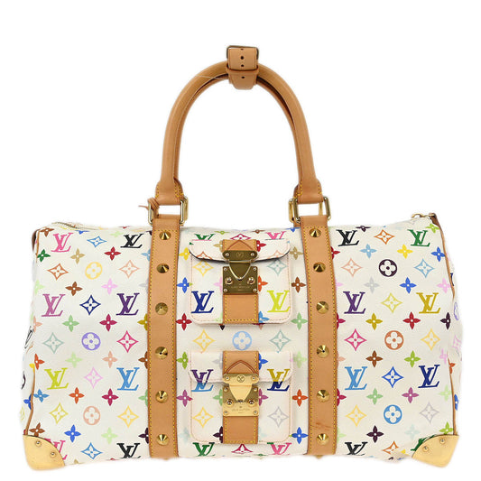 Louis Vuitton 2004 White Monogram Multicolor Keepall 45 Handbag M92641