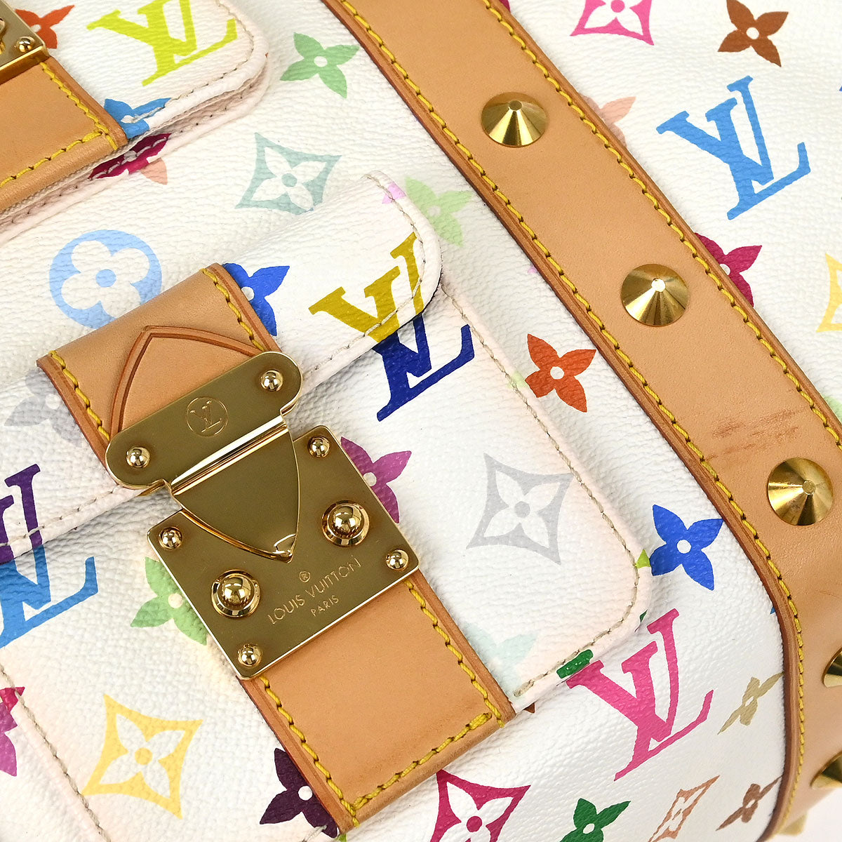 Louis Vuitton 2004 White Monogram Multicolor Keepall 45 Handbag