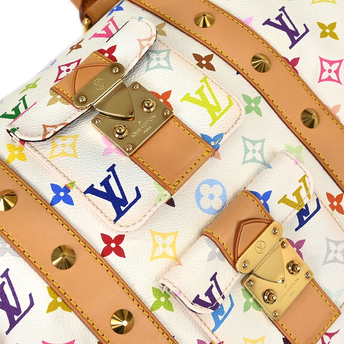 Louis Vuitton 2004 White Monogram Multicolor Keepall 45 Handbag