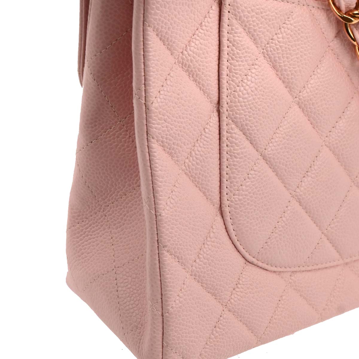 Chanel 2001-2003 Pink Caviar Jumbo Classic Flap Shoulder Bag
