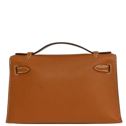 Hermes Gold Veau Swift Kelly Pochette Handbag