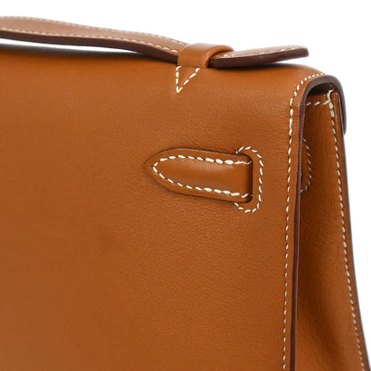 Hermes Gold Veau Swift Kelly Pochette Handbag