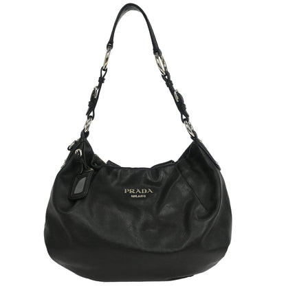 Prada Black Leather Hobo Handbag