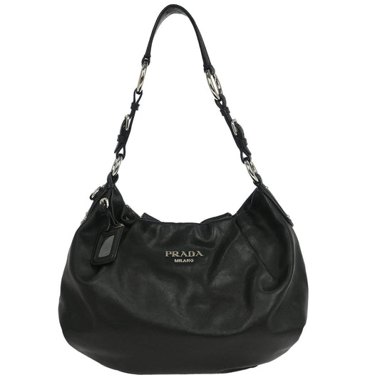 Prada Black Leather Hobo Handbag