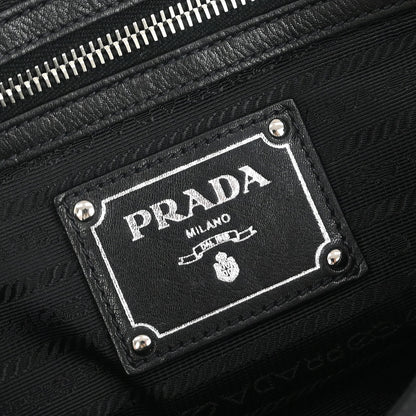 Prada Black Leather Hobo Handbag