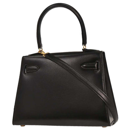 Hermes Black Box Calf Mini Kelly 20 2way Shoulder Sellier Handbag