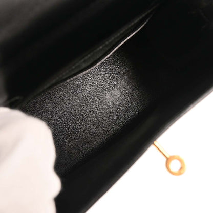 Hermes Black Box Calf Mini Kelly 20 2way Shoulder Sellier Handbag