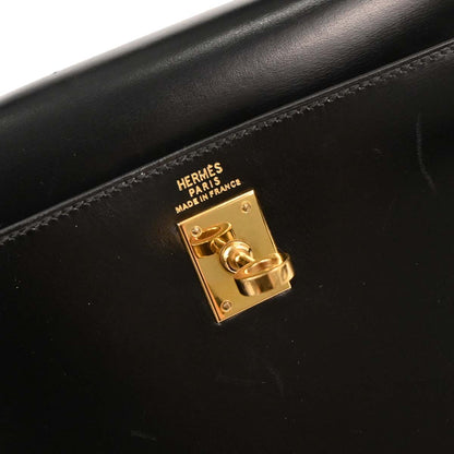 Hermes Black Box Calf Mini Kelly 20 2way Shoulder Sellier Handbag