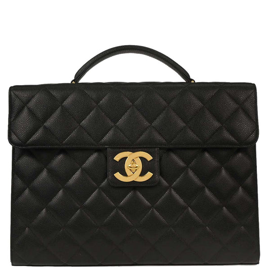 Chanel Black Caviar Briefcase Business Handbag