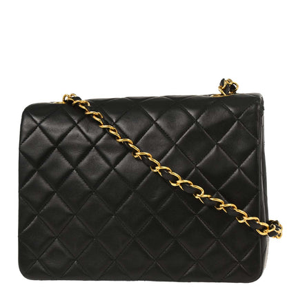 Chanel 1991-1994 Black Lambskin Classic Square Flap Shoulder Bag