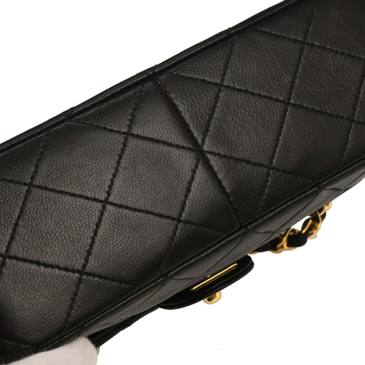 Chanel 1991-1994 Black Lambskin Classic Square Flap Shoulder Bag