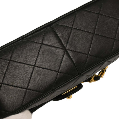 Chanel 1991-1994 Black Lambskin Classic Square Flap Shoulder Bag