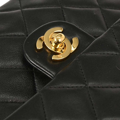 Chanel 1991-1994 Black Lambskin Classic Square Flap Shoulder Bag