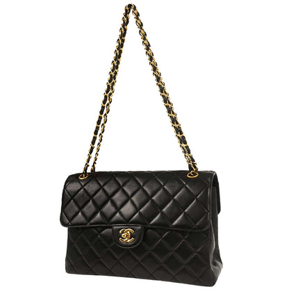 Chanel 1996-1997 Black Lambskin Double Sided Flap Shoulder Bag