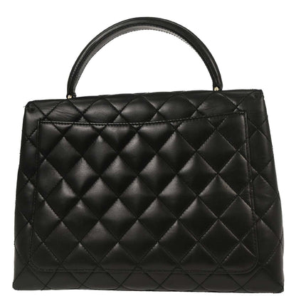 Chanel 1997-1999 Black Lambskin Kelly Top Handle Handbag