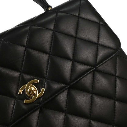 Chanel 1997-1999 Black Lambskin Kelly Top Handle Handbag