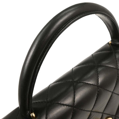 Chanel 1997-1999 Black Lambskin Kelly Top Handle Handbag