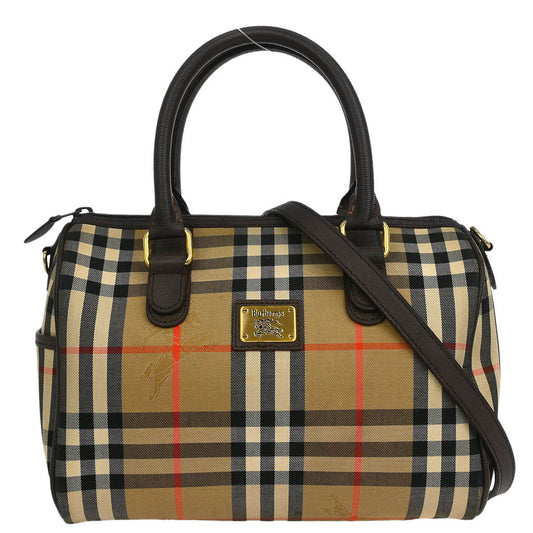 Burberrys Beige Brown House Check Duffle 2way Handbag