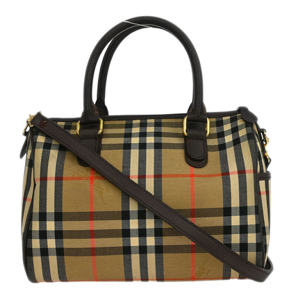 Burberrys Beige Brown House Check Duffle 2way Handbag