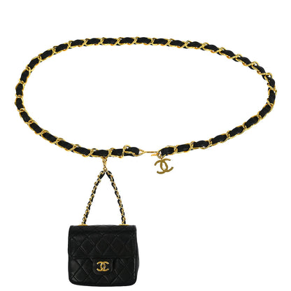 Chanel Black Lambskin Classic Flap Micro Bum Belt Bag