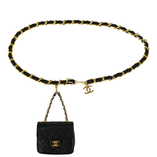 Chanel Black Lambskin Classic Flap Micro Bum Belt Bag