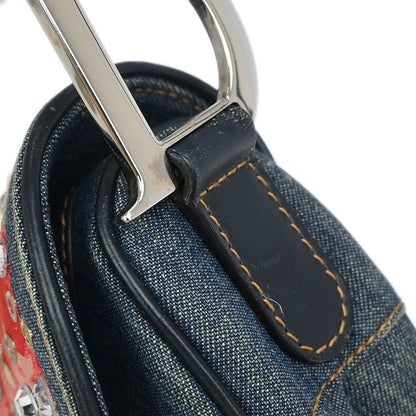 Christian Dior Blue Denim Patchwork Saddle Handbag
