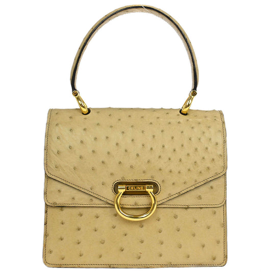 Celine * Beige Ostrich Handbag