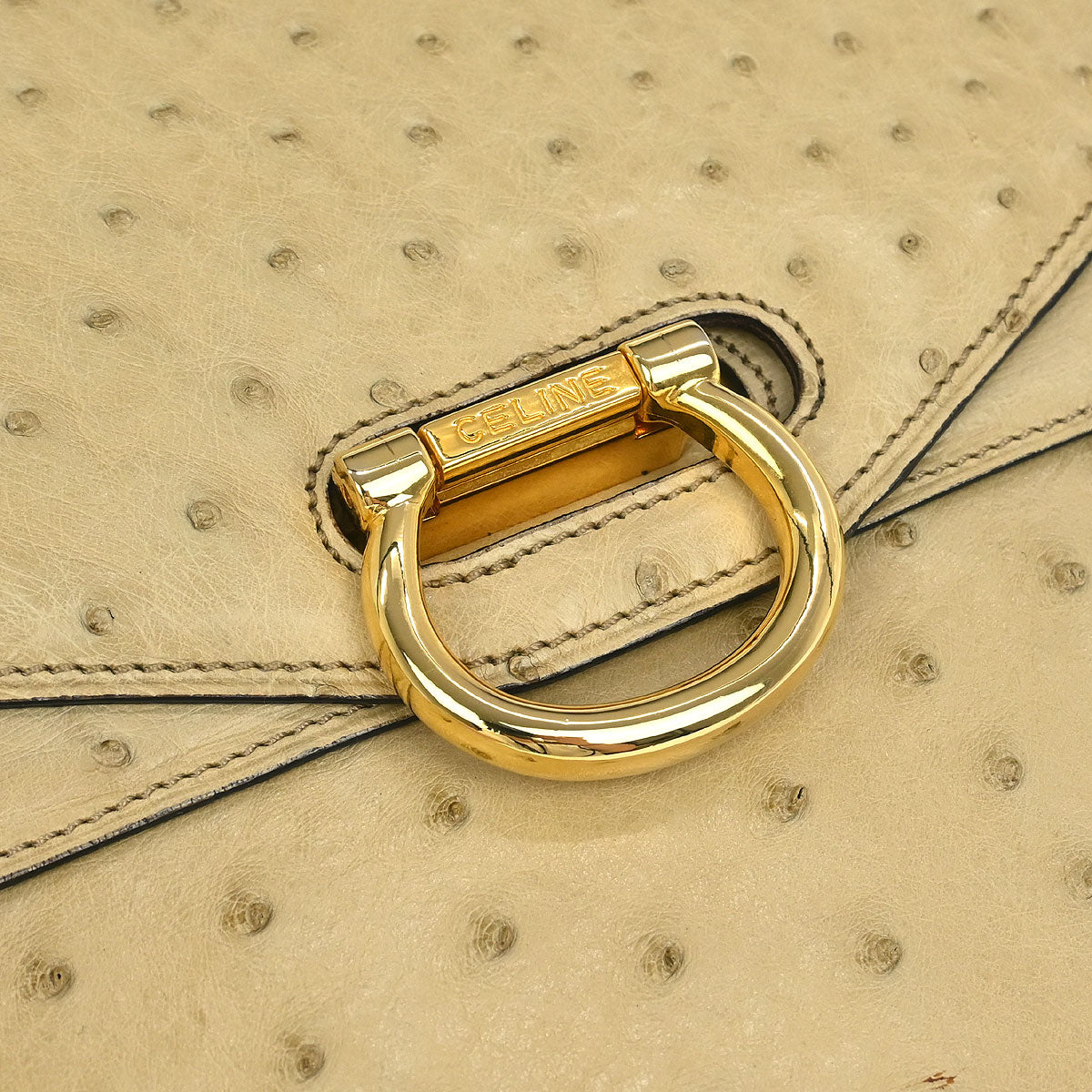 Celine * Beige Ostrich Handbag